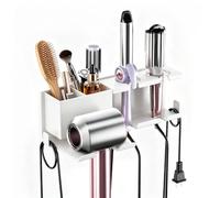 BOIVSHI Soporte de metal para secador de pelo para baño sin taladrar - Soporte de pared para Dyson Airstraight, secador de pelo y plancha de pelo, para peluquería, soporte para secador de pelo, color