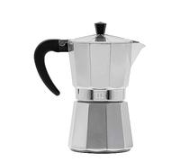 BOJ Cafetera italiana HOLA Plateada en aluminio, apta para todo tipo de fuegos, cafetera express (6 Tazas / 300ml)