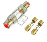 BOJACK 1 portafusibles AGU en línea chapado en oro y 2 fusibles AGU de 100A de vidrio chapado en oro para protección de seguridad de energía de audio automotriz (100A)
