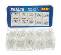 BOJACK 10 colores 400 piezas 3 mm lámpara Luces de diodo assored Kit Lámparas de iluminación brillante Componentes de componentes electrónicos 3 mm Piezas de diodos emisores de luz