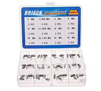 BOJACK 12 Valores 60 piezas Oscilador de cristal de cuarzo 4, 4.096, 6, 8, 10, 11.0592, 12, 16, 20, 22.1184, 24, 48 MHz Kit de surtido de resonadores de cristal