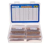 BOJACK Juego de 1000 resistencias de 25 valores, 1 ohmio-1 m ohmio con 5% de resistencias de película de carbono de 1/2 W surtido