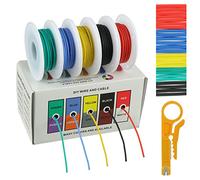 BOJACK Kit Câbles en Silicone 22 AWG Kit de Fil électrique Toronné en Cuivre étamé 300 V Avec 20 φ3mm Tubes (5 Couleurs, 6Meter Chacun, 22 AWG) Flexible et Doux Pour DIY