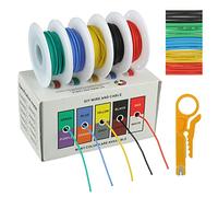 BOJACK Kit Câbles en Silicone 24 AWG Kit de Fil électrique Toronné en Cuivre étamé 300 V Avec 20 φ3mm Tubes (5 Couleurs, 6Meter Chacun, 24 AWG) Flexible et Doux Pour DIY