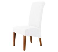 BOJHGO 30 Uds. Funda elástica for Silla de Lana Polar tamaño XL y M Fundas for sillas Sarga Jacquard Funda Asiento Trasero Largo Comedor para Banquetes(White,XL Size (60-75cm))