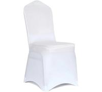 BOJHGO 50/100 Uds Beige Funda for Silla de Licra for Boda Restaurante Banquete Hotel Comedor Fiesta poliéster Fundas for sillas elásticas para Banquetes(White,50pcs Chair Cover)