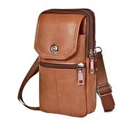 BOJHGO Bolso de mensajero for hombre, bolso cuero, bolsa for teléfono móvil, billetera bolsillo, cintura viaje pequeño for, pecho con múltiples bolsillos(Brown)