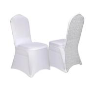 BOJHGO Fundas for sillas Plegables de poliéster, decoración for Banquete Boda, Color Blanco/Rosa, 10/50/100 Uds para Banquetes(White,10pcs)