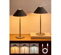 Bojim 2 Piezas Lamparas de Mesita de Noche Mesa Sin Cable, Lámparas LED Recargable con USB Inalambrica, Lamps Luz Tactil Table de Bateria, Candeeiro para Exterior Portatil Interior, IP54, Metal, Gris