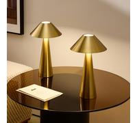 Bojim 2 Piezas Lamparas de Mesita de Noche Mesa Sin Cable, Lámparas Magnetic LED Recargable con USB Inalambrica, Lamps Luz Tactil Table de Bateria, Candeeiro para Exterior Portatil Interior, IP54, Oro