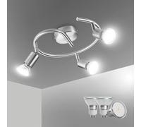 Bojim Lampara de Techo LED con 3 Focos, Aplique Comedor Interior Orientable Light, incl. 3 X 6W GU10 Blanco Natural Luces Lámpara, Luz Barra Pared Plafon Ceiling para Baño Pasillo Cocina, Níquel Mate
