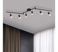 Bojim Lampara de Techo LED con 6 Focos, Aplique Comedor Interior Orientable Light, incl. 6 X 6W GU10 Blanco Natural Luces Lámpara, Negro Mate, Luz Barra Pared Plafon Ceiling para Baño Pasillo Cocina