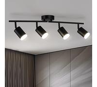 Bojim Lampara LED Interior Techo con 4 Focos, Aplique Cocina Orientables GU10 Light, Lamparas Comedor Negro Luces, Luz Barra Pared Plafon Ceiling para Baño, Pasillo, Bar, Sin Bombilla
