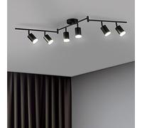 Bojim Lámpara LED Interior Techo con 6 Focos, Aplique Cocina Orientables GU10 Light, Lamparas Comedor Negro Luces, Luz Barra Pared Plafon Ceiling para Baño, Pasillo, Bar, Sin Bombilla