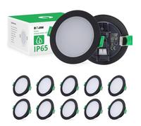 Bojim Ojos de Buey LED para Techo Negro IP65, 68mm-80mm Regulable, blanco cálida 5W 230V Ultrafino 35mm, LED Interior Techo para Cocina, Baño, Habitación, 10 Pack