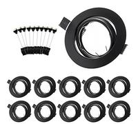 Bojim Ojos de Buey Marco Alogenos LED Foco Empotrable Techo GU10 | Aros Focos Halogenos Empotrado Orientable Negro Redondos Empotrar GU 10 Agujero 68mm - 85mm 10 Pack, Sin Bombilla