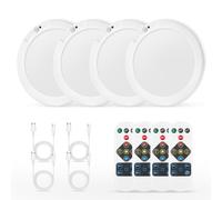 Bojim Plafon LED Recargable con Sensor de Movimiento, 6000 mAh Lamparas de Techo Regulable a Pilas sin Cables, IP44 Luces para Ducha con Mando sin taladro, 4 Piezas