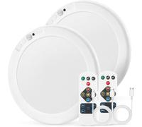 Bojim Plafon LED Recargable con Sensor de Movimiento, 6000 mAh Lamparas de Techo Regulable a Pilas sin Cables, IP44 Luces para Ducha con Mando sin taladro, 2 Piezas