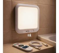 Bojim Plafon LED Techo con Sensor de Movimiento, Lampara Recargable Sin Cables, con Bateria, con Mando, IP44 Dimmable, 3 Temperaturas, para Baño, Garaje, Terraza, Ducha, Dormitorio