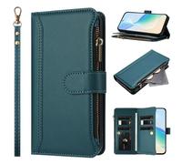 bojioderf Compatible con Xiaomi Poco M5 4G / Poco M4 5G,Compatible con Redmi Note 11R 5G Cartera con Cremallera Cuero PU Tapa abatible Soporte Funda magnética Green