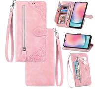 bojioderf Compatible con ZTE Blade A31 Plus Funda,Compatible con ZTE Blade A31 Plus Cartera Cremallera Tarjetero Flip Stand Cierre Magnético Funda Pink