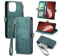 bojioderf Cuero PU Compatible con Oukitel C35 Tapa abatible,Compatible con Oukitel C36 Funda para teléfono con Cierre magnético y Tarjetero Green