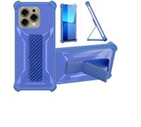 bojioderf Funda Compatible para Doogee N55 Pro Funda Carcasa Case Cover [con Protector de Pantalla de Cristal Templado] Híbrida [Soporte Plegable Magnético] Azul