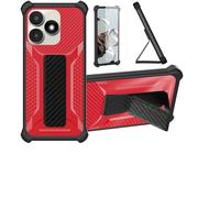 bojioderf Funda Compatible para Foxx Foxxd Miro C69M Pro Funda Carcasa Case Cover [con Protector de Pantalla de Cristal Templado] Híbrida [Soporte Plegable Magnético] Rojo