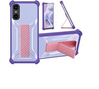 bojioderf Funda Compatible para Logicom Comet Funda Carcasa Case Cover [con Protector de Pantalla de Cristal Templado] Híbrida [Soporte Plegable Magnético] Púrpura