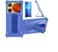 bojioderf Funda Compatible para Nubia Music 2 Funda Carcasa Case Cover [con Protector de Pantalla de Cristal Templado] Híbrida [Soporte Plegable Magnético] Azul