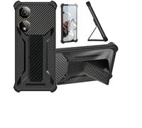 bojioderf Funda Compatible para Nubia Neo 2 5G Funda Carcasa Case Cover [con Protector de Pantalla de Cristal Templado] Híbrida [Soporte Plegable Magnético] Negro