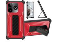 bojioderf Funda Compatible para SPC Discovery 3 SE Funda Carcasa Case Cover [con Protector de Pantalla de Cristal Templado] Híbrida [Soporte Plegable Magnético] Rojo