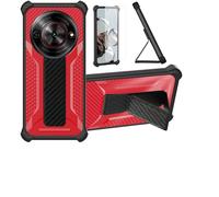 bojioderf Funda Compatible para Zte Nubia Focus Z2455 Funda Carcasa Case Cover [con Protector de Pantalla de Cristal Templado] Híbrida [Soporte Plegable Magnético] Rojo