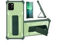 bojioderf Funda para Energizer U506S Funda Carcasa Case Cover [con Protector de Pantalla de Cristal Templado] Híbrida [Soporte Plegable Magnético] [Esmerilado antihuellas] Verde