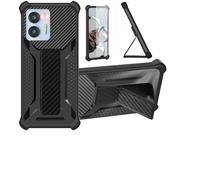 bojioderf Funda para Oukitel C36 Funda Carcasa Case Cover [con Protector de Pantalla de Cristal Templado] Híbrida [Soporte Plegable Magnético] [Esmerilado antihuellas] Negro