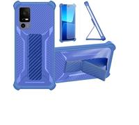 bojioderf Funda para TCL 40 R 5G Funda Carcasa Case Cover [con Protector de Pantalla de Cristal Templado] Híbrida [Soporte Plegable Magnético] [Esmerilado antihuellas] Azul