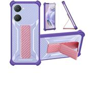 bojioderf Funda para Vivo Y03 Funda Carcasa Case Cover [con Protector de Pantalla de Cristal Templado] Híbrida [Soporte Plegable Magnético] [Esmerilado antihuellas] Púrpura