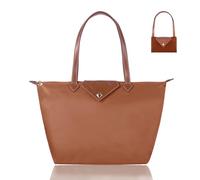 BOJLY Bolsas de mano para mujer, elegantes, impermeables, de nailon, con asa superior, plegable, para playa, viajes, trabajo, compras, escuela, color rojo rojizo grande, Russet, L