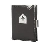 BOJLY Cartera para hombre, de piel auténtica, bloqueo RFID, delgada, con clip para dinero, bolsillo frontal minimalista, clip de triple pliegue, tarjetero con caja de regalo, color negro y marrón