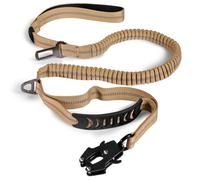 BOJLY Correa elástica táctica resistente para perros, correa de perro de 4 a 6 pies sin tirar con mosquetón de liberación rápida, correas reflectantes para absorber los golpes con cinturón de asiento