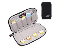 BOJLY Funda de Disco Duro, Bolsa de Accesorios Electrónica de Nylon Funda Protectora Impermeable con 9 Compartimentos para Tarjeta SD, Llave USB, Cable de Auricular y Disco Duro Externo Negro