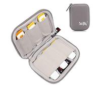 BOJLY Funda para Disco Duro, Mini Bolsa de Accesorios Electrónica Funda Protectora Resistente a Prueba de Nylon con 6 Compartimentos para Llave USB, Cable de Auricular y Disco Duro Externo, Gris