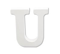 Bojueshaw Letras de madera blanca, alfabeto de pie de 4 pulgadas, letras pintables para artes y manualidades, decoración del hogar, bodas y fiestas (letra U)