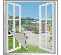 Bokaiya Ventana de Mosquitera Magnética, Redes de Ventana de Fibra de Vidrio Ajustables de Bricolaje Máx. 100x130cm, Moscas, Ventana de Mosquitos Malla Gris Marco Blanco