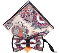 BOKINGBO Classic Bow Tie Groom's Bow Tie Set Fashion Bow Tie For Men Men's Bow Tie,Handkerchief Set Polyester Print Official Tuxedo Bow Tie Adjustable Strap For Parties, Wedding