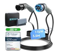 bokman EV Cable de Carga Tipo 2, Modo 3 /16A / 11kW / Trifásico / 3,5 Metros, Cable de Carga Rápida Híbrido Enchufable para Vehículo Eléctrico Tipo 2 a Tipo 2