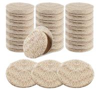 Bokon 100 almohadillas exfoliantes faciales de lufa de 2.36 pulgadas, redondas, naturales, esponjas de lufa para el cuerpo, exfoliante facial para eliminar la piel muerta, almohadilla facial de lufa a