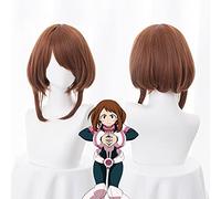 Boku no Hero Academia Momo My Hero Academia Ochaco Uraraka - Peluca para disfraz de cosplay + gorro de peluca, resistente a altas temperaturas