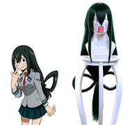 Boku No Hero Academia Tsuyu Asui Cosplay Peluca My Hero Academia Disfraz Pelucas Larga Verde Oscuro Pelo Sintético Fiesta Juego de Rol Peluca