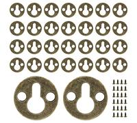 BokWin 30 perchas redondas de metal con tornillos, soportes de ojo de cerradura vintage de bronce de 25 mm/1 pulgadas, espacio entre agujeros de 0.39 pulgadas para marco de fotos, llave, foto